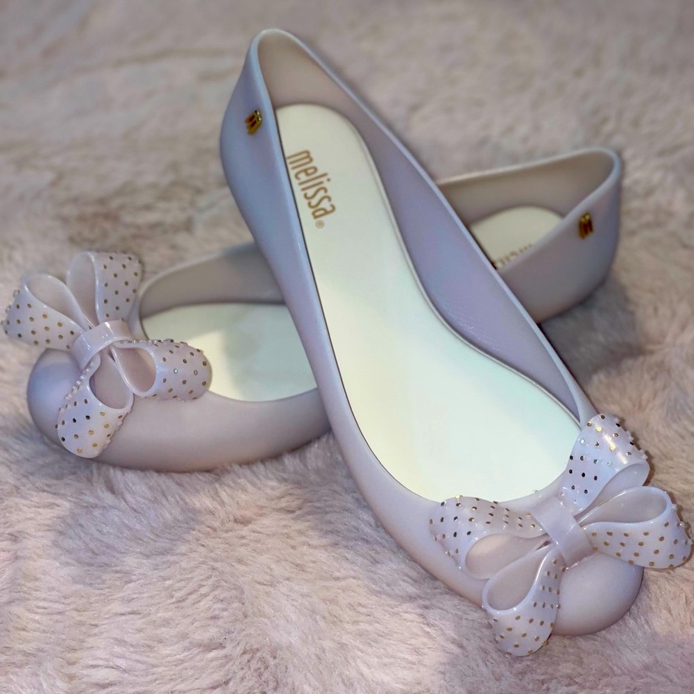 Melissa Women's White Ballet Flats with Bow